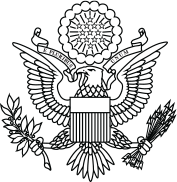 Black and white line drawing of the Department of State seal