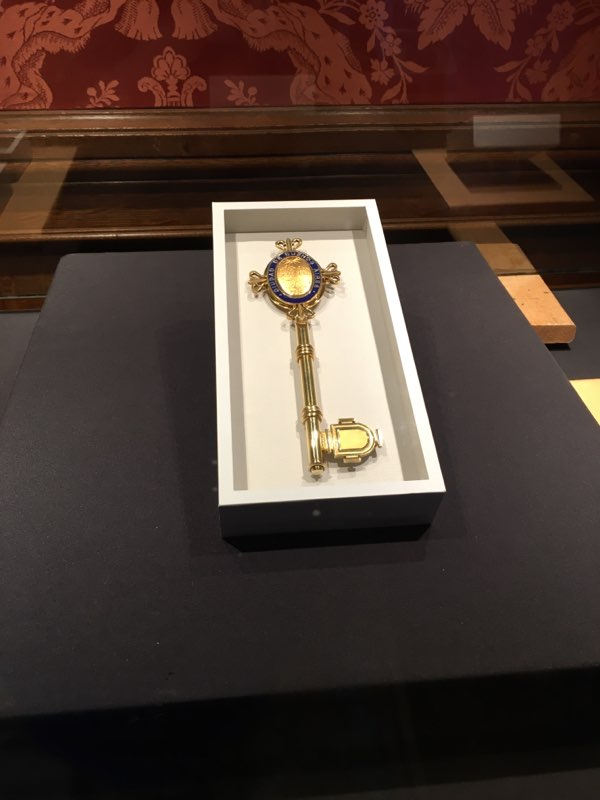 Color photograph, ceremonial key in small display case