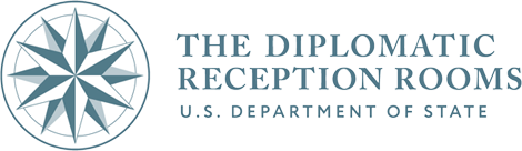 Logo of the Diplomatic Reception Rooms with letters in a white background