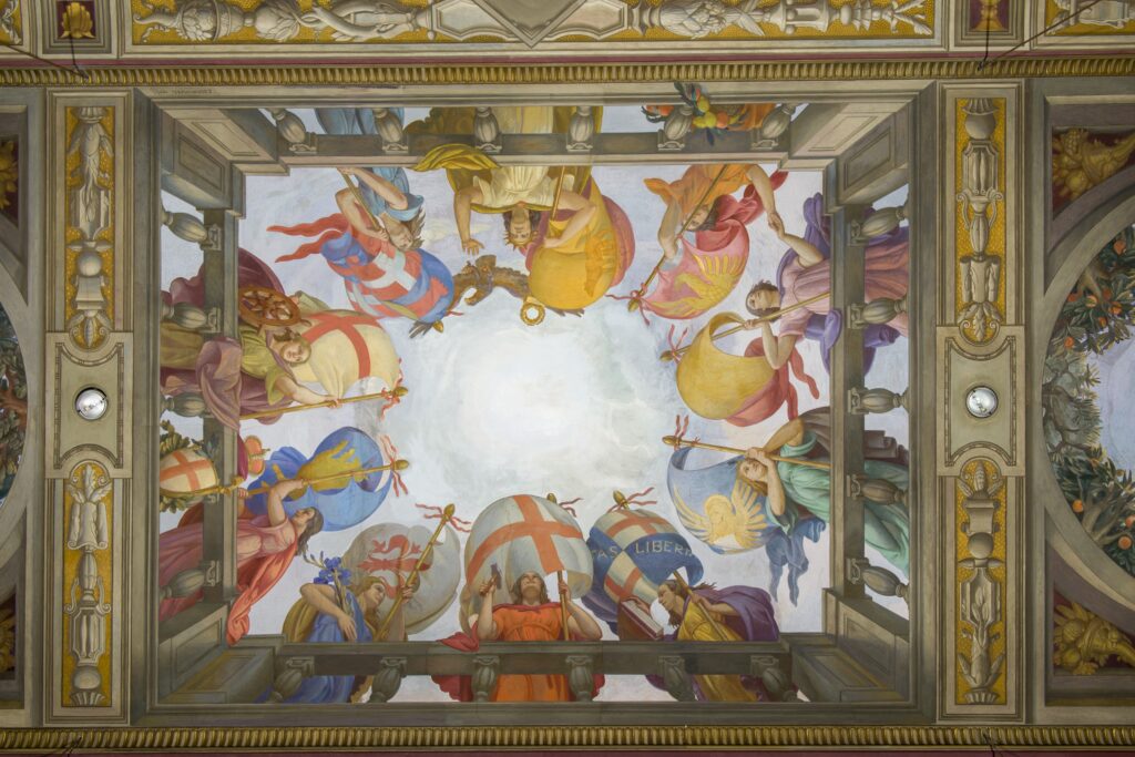 Rome - Mel Sembler Building - Conference Room - Ceiling decoration, detail of the Personifications of the Italian cities, INA's first headquarters Rome - Mel Sembler Building - Conference Room - Ceiling decoration, detail of the Personifications of the Italian cities, INA's first headquarters