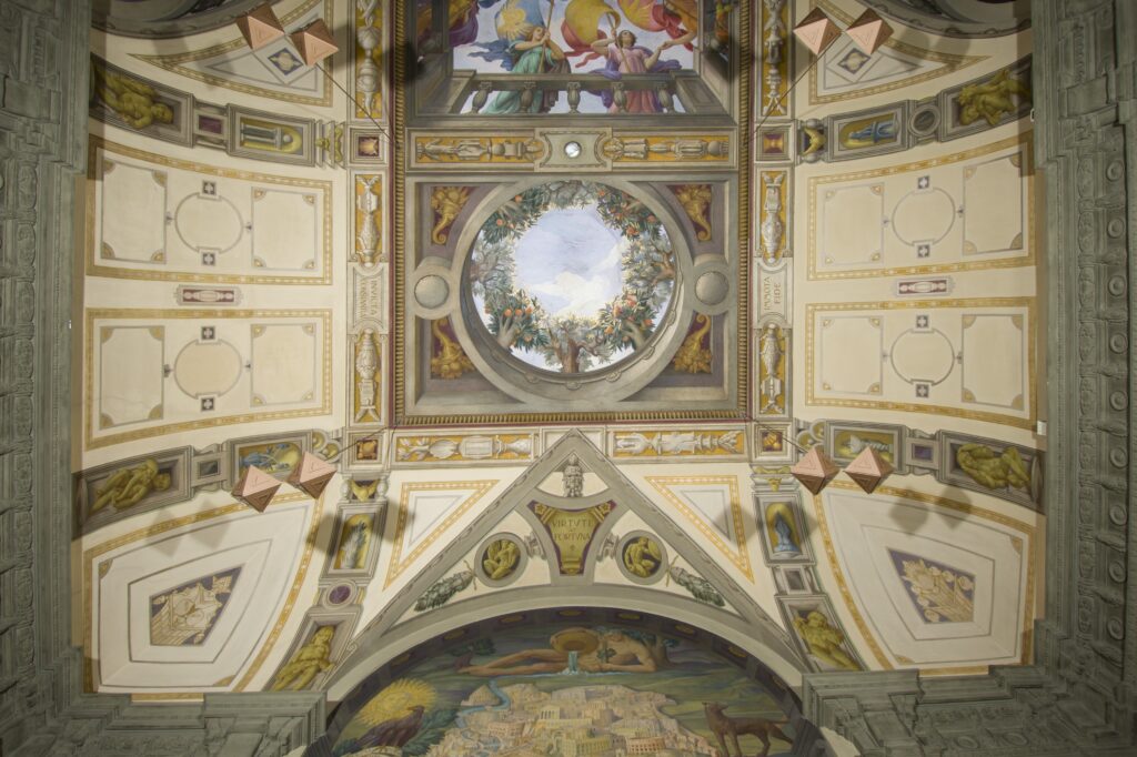 Rome - Mel Sembler Building - Conference Room - Ceiling decoration, Western section, oculus with orange and olive trees Rome - Mel Sembler Building - Conference Room - Ceiling decoration, Western section, oculus with orange and olive trees