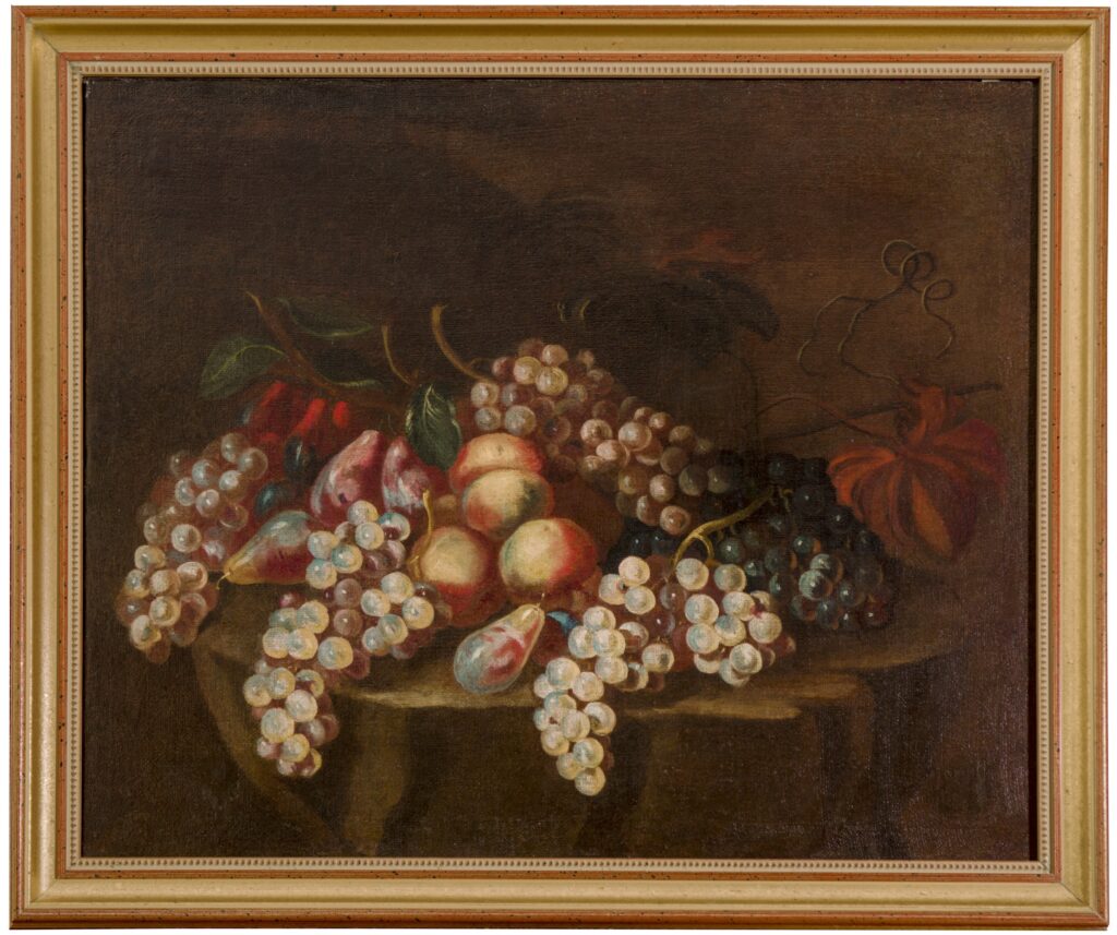 Still life of fruit on a ledge Still life of fruit on a ledge