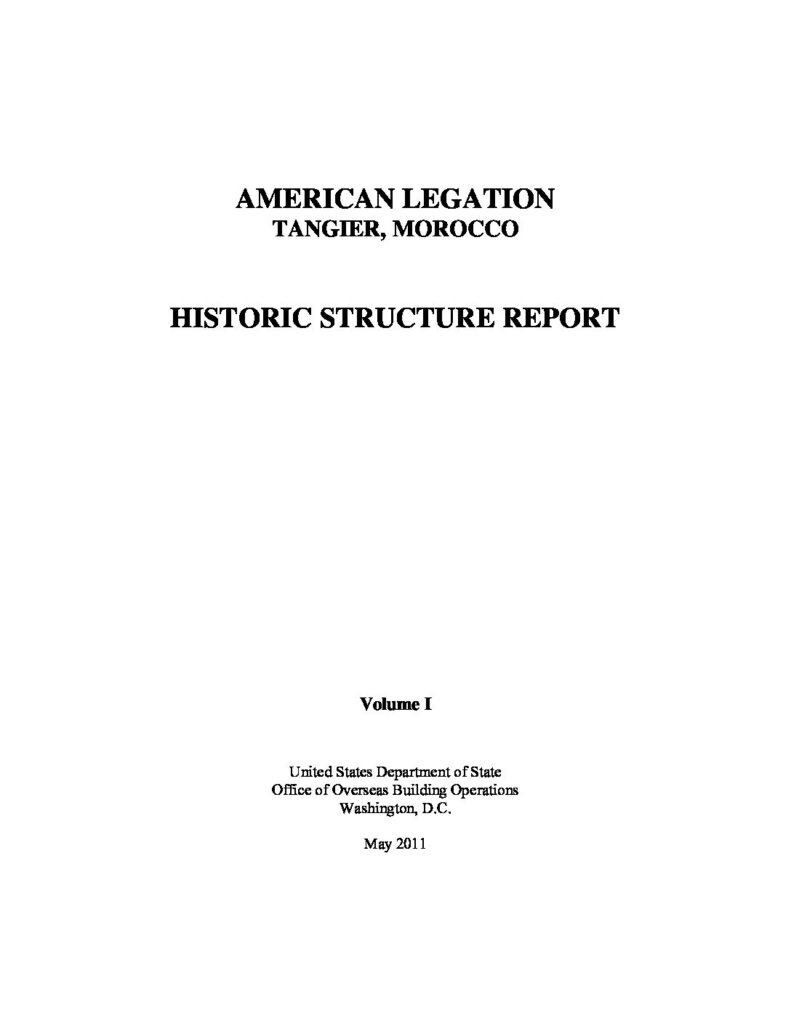 Tangier Old Legation | Historic Structures Report (2011)