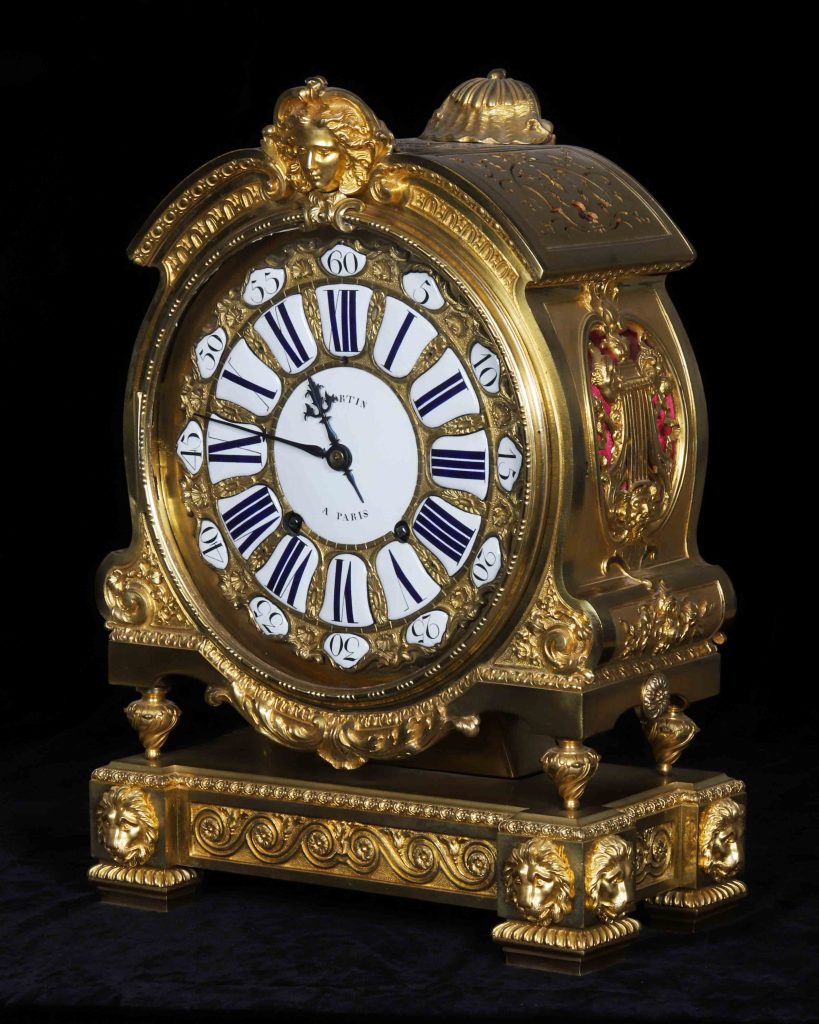 Mercury gilded bronze with white enamel, c 1725

U.S. Embassy Paris, France

Nicolas Fortin

French, died 1727

Signed “Fortin à Paris” on its face, this timepiece was manufactured by the Fortin family, a renowned 18th century dynasty of Parisian clock makers. The intricate detailing depicts a lyre on each side, two ram’s heads, crossed swords, a mask, and lion heads along its base. The ornamentation is further enhanced with garlands, flowers, and leaves, demonstrating the exceptional craftsmanship of Fortin’s Regency Period clocks.

This piece was donated, along with several other exceptional antiques, by Ambassador David K.E. Bruce and his wife Evangeline upon his retirement from the diplomatic corps at the end of his service as U.S Ambassador to the North Atlantic Treaty Organization (NATO). Today, this clock adorns the mantel at Truman Hall, the official residence of the U.S. Permanent Representative to NATO in Brussels, Belgium.

Donated by Ambassador & Mrs. David K. E. Bruce, 1976
